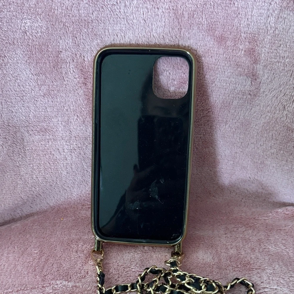 Luxury Black Quilted Phone Case with Chain- IPhone 12